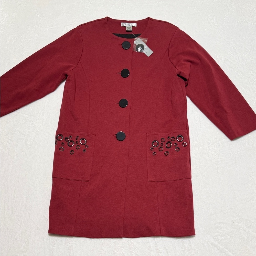 WD.NY Long Garnet Women's Jacket with Black Buttons
